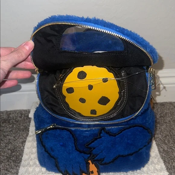 NWT Loungefly Sesame Street Cookie Monster Cosplay Mini Backpack W/Coin Bag - Picture 12 of 14